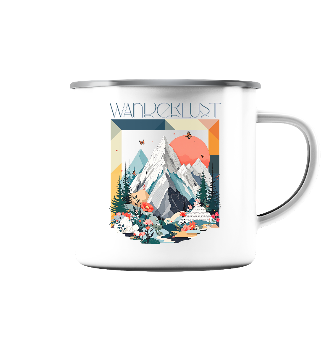 Emaille Tasse mit Bergmotiv | Robuste Outdoor Tasse für Camping, Reisen & Alltag | Geschenk für Naturliebhaber