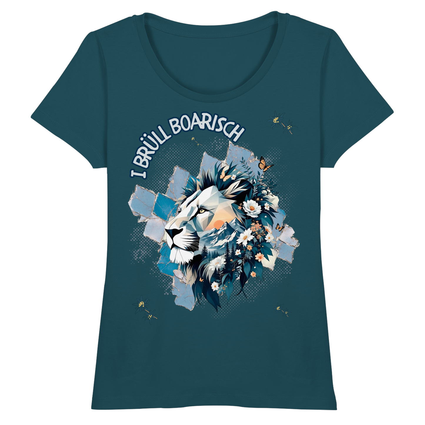 Bayern Dialekt Fitted Ladies Organic Shirt – Boarisch Spruch für Wiesn, Volksfeste & Freizeit | Regular Fit Streetwear