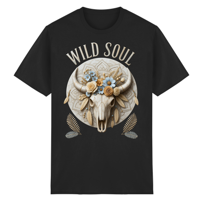 Wild Soul Heavy Cotton T-Shirt mit floralem Bull Skull