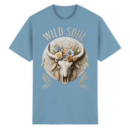 Wild Soul Heavy Cotton T-Shirt mit floralem Bull Skull