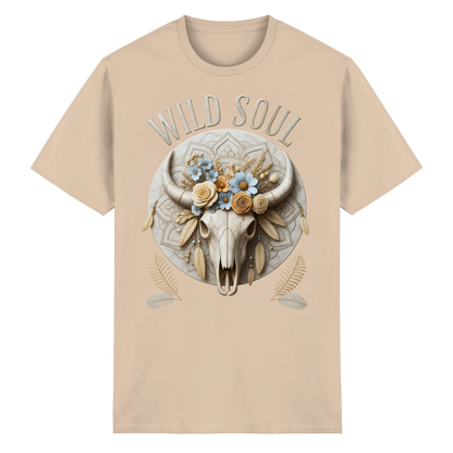 Wild Soul Heavy Cotton T-Shirt mit floralem Bull Skull