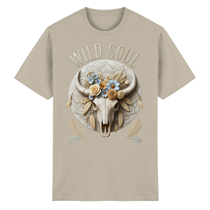 Wild Soul Heavy Cotton T-Shirt mit floralem Bull Skull