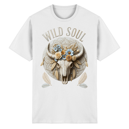 Wild Soul Heavy Cotton T-Shirt mit floralem Bull Skull