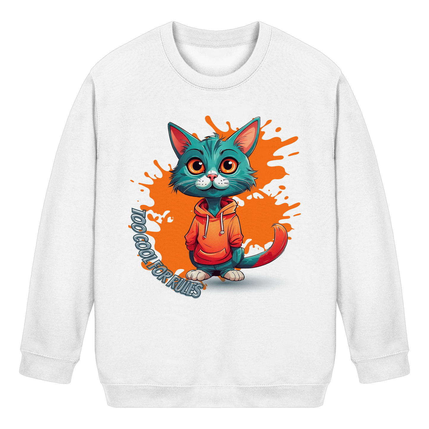 Kids Basic Sweatshirt Cool Cat – Kinder Pullover mit Direktdruck, Herbst Sweatshirt für Jungen und Mädchen