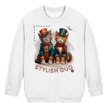 Kids Sweatshirt Stylish Duo – Kinder Pullover mit Katzenmotiv, Herbst Sweater für Jungen und Mädchen