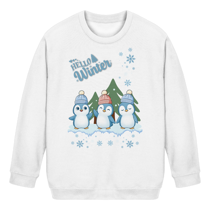 Hello Winter – Kids Basic Sweatshirt mit Pinguintrio