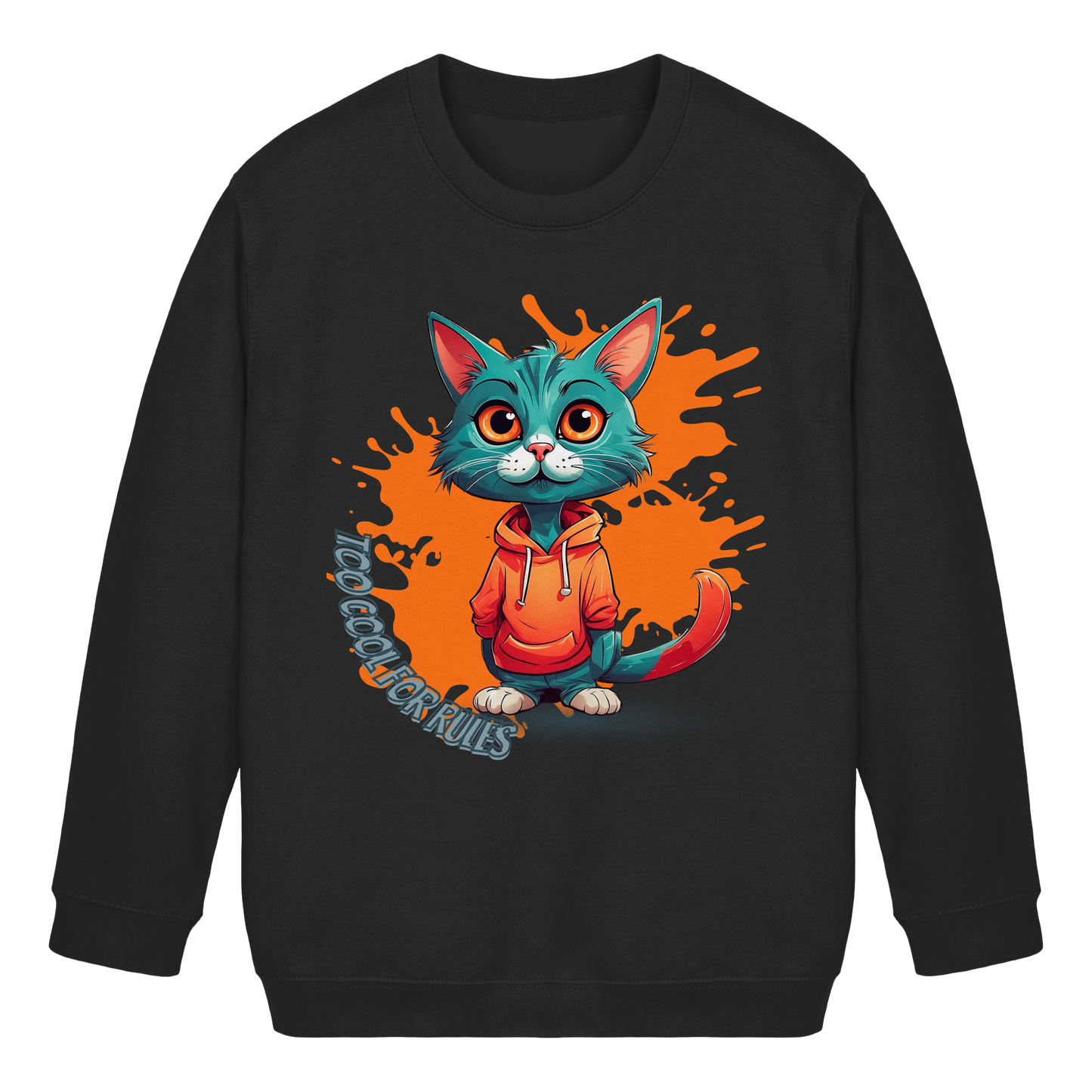 Kids Basic Sweatshirt Cool Cat – Kinder Pullover mit Direktdruck, Herbst Sweatshirt für Jungen und Mädchen
