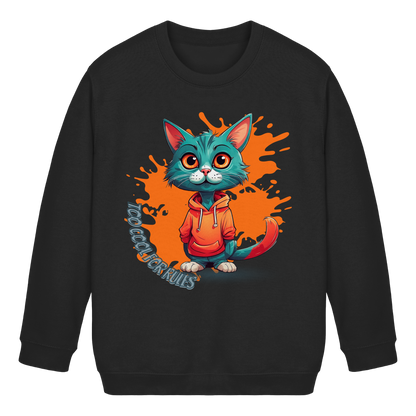 Kids Basic Sweatshirt Cool Cat – Kinder Pullover mit Direktdruck, Herbst Sweatshirt für Jungen und Mädchen
