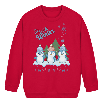 Hello Winter – Kids Basic Sweatshirt mit Pinguintrio