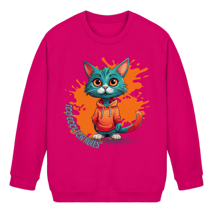 Kids Basic Sweatshirt Cool Cat – Kinder Pullover mit Direktdruck, Herbst Sweatshirt für Jungen und Mädchen