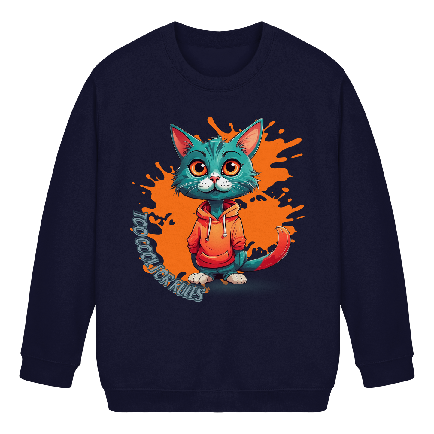 Kids Basic Sweatshirt Cool Cat – Kinder Pullover mit Direktdruck, Herbst Sweatshirt für Jungen und Mädchen
