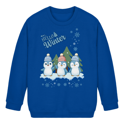 Hello Winter – Kids Basic Sweatshirt mit Pinguintrio