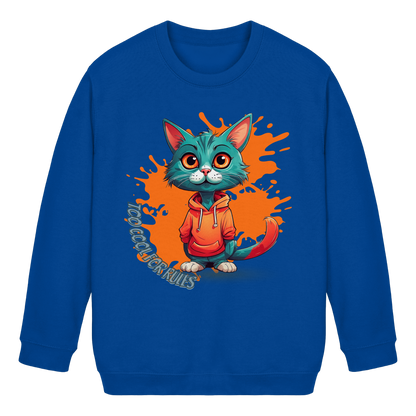 Kids Basic Sweatshirt Cool Cat – Kinder Pullover mit Direktdruck, Herbst Sweatshirt für Jungen und Mädchen