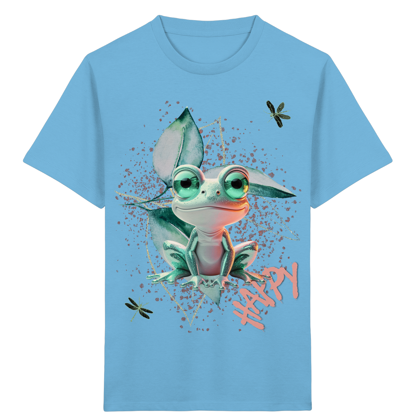 Kinder Bio T-Shirt mit süßem Froschmotiv – Fröhliches Tier Shirt aus Bio-Baumwolle - Kids Organic Shirt