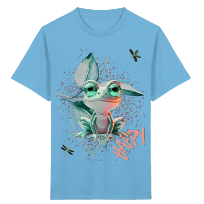 Kinder Bio T-Shirt mit süßem Froschmotiv – Fröhliches Tier Shirt aus Bio-Baumwolle - Kids Organic Shirt