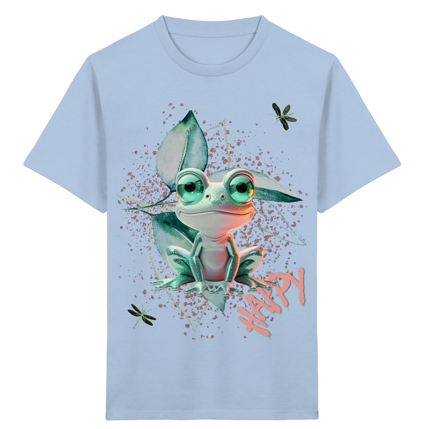 Kinder Bio T-Shirt mit süßem Froschmotiv – Fröhliches Tier Shirt aus Bio-Baumwolle - Kids Organic Shirt