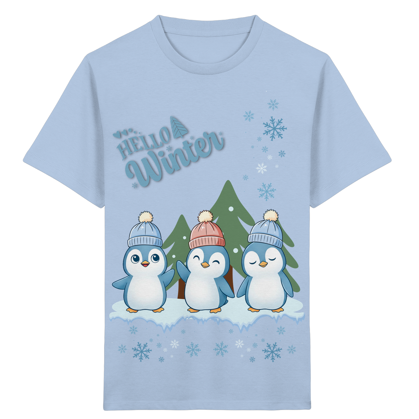 Hello Winter – Kinder Organic Shirt mit Pinguinen