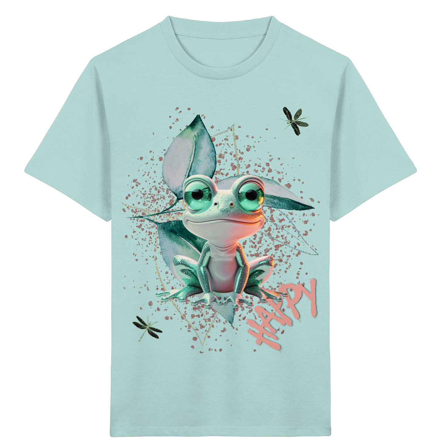 Kinder Bio T-Shirt mit süßem Froschmotiv – Fröhliches Tier Shirt aus Bio-Baumwolle - Kids Organic Shirt