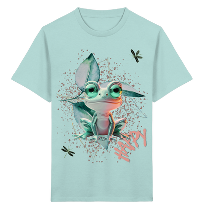 Kinder Bio T-Shirt mit süßem Froschmotiv – Fröhliches Tier Shirt aus Bio-Baumwolle - Kids Organic Shirt
