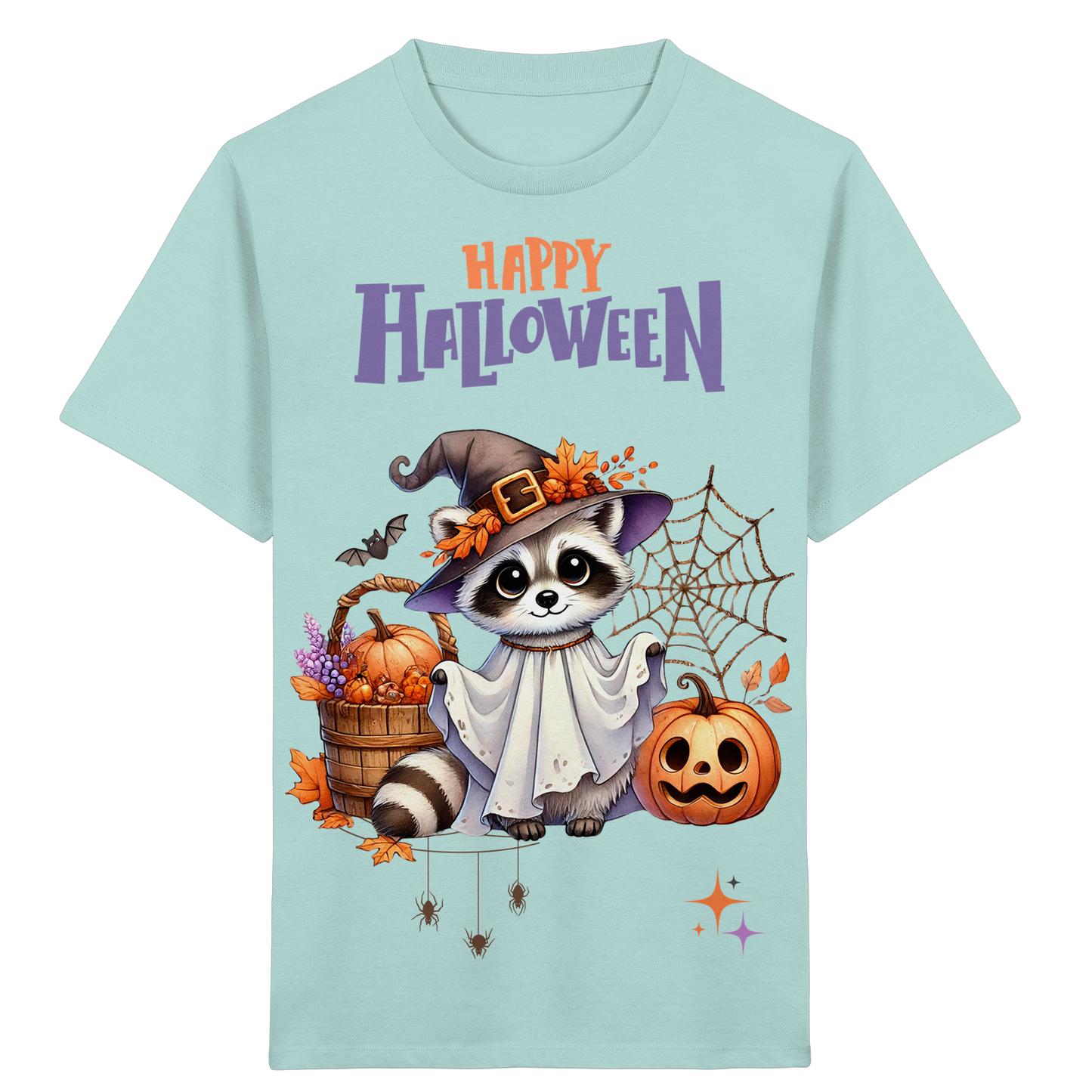 Kids Organic Shirt Halloween Waschbär – Süßes Kinder T-Shirt mit Herbstmotiv aus Bio Baumwolle