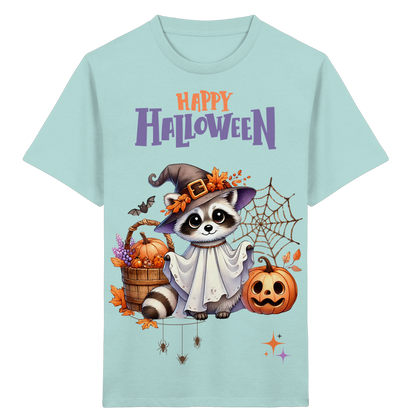 Kids Organic Shirt Halloween Waschbär – Süßes Kinder T-Shirt mit Herbstmotiv aus Bio Baumwolle