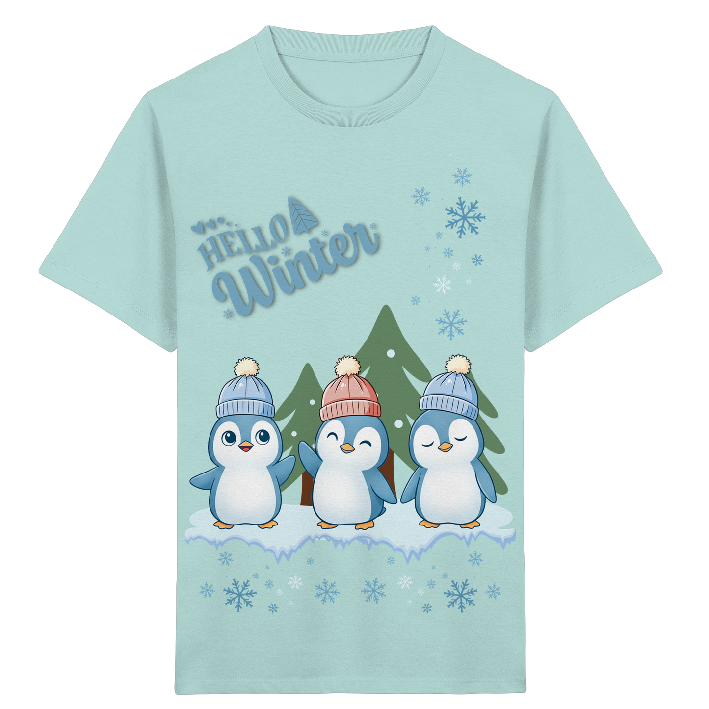 Hello Winter – Kinder Organic Shirt mit Pinguinen