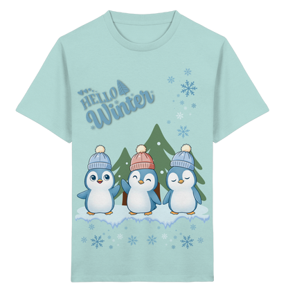 Hello Winter – Kinder Organic Shirt mit Pinguinen
