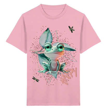 Kinder Bio T-Shirt mit süßem Froschmotiv – Fröhliches Tier Shirt aus Bio-Baumwolle - Kids Organic Shirt