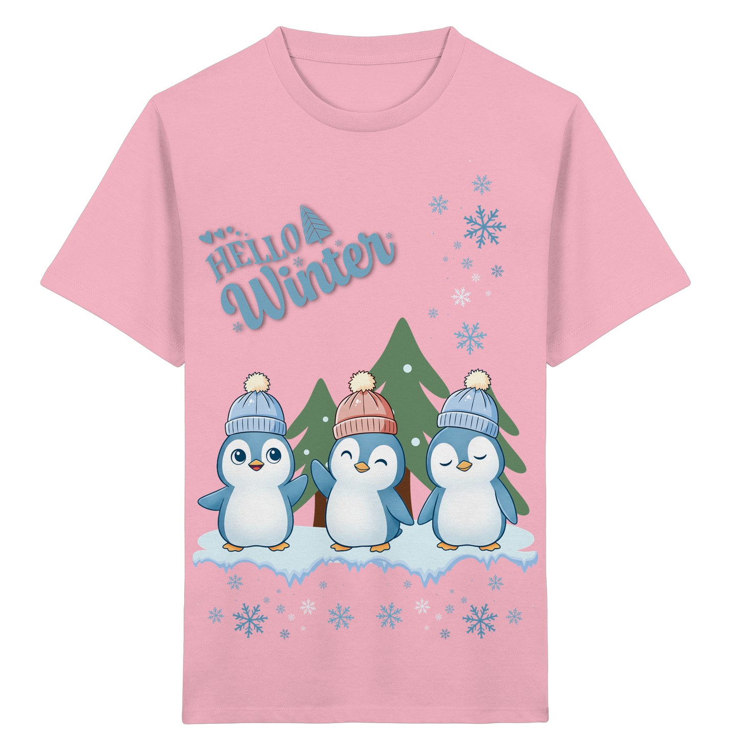 Hello Winter – Kinder Organic Shirt mit Pinguinen