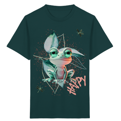 Kinder Bio T-Shirt mit süßem Froschmotiv – Fröhliches Tier Shirt aus Bio-Baumwolle - Kids Organic Shirt