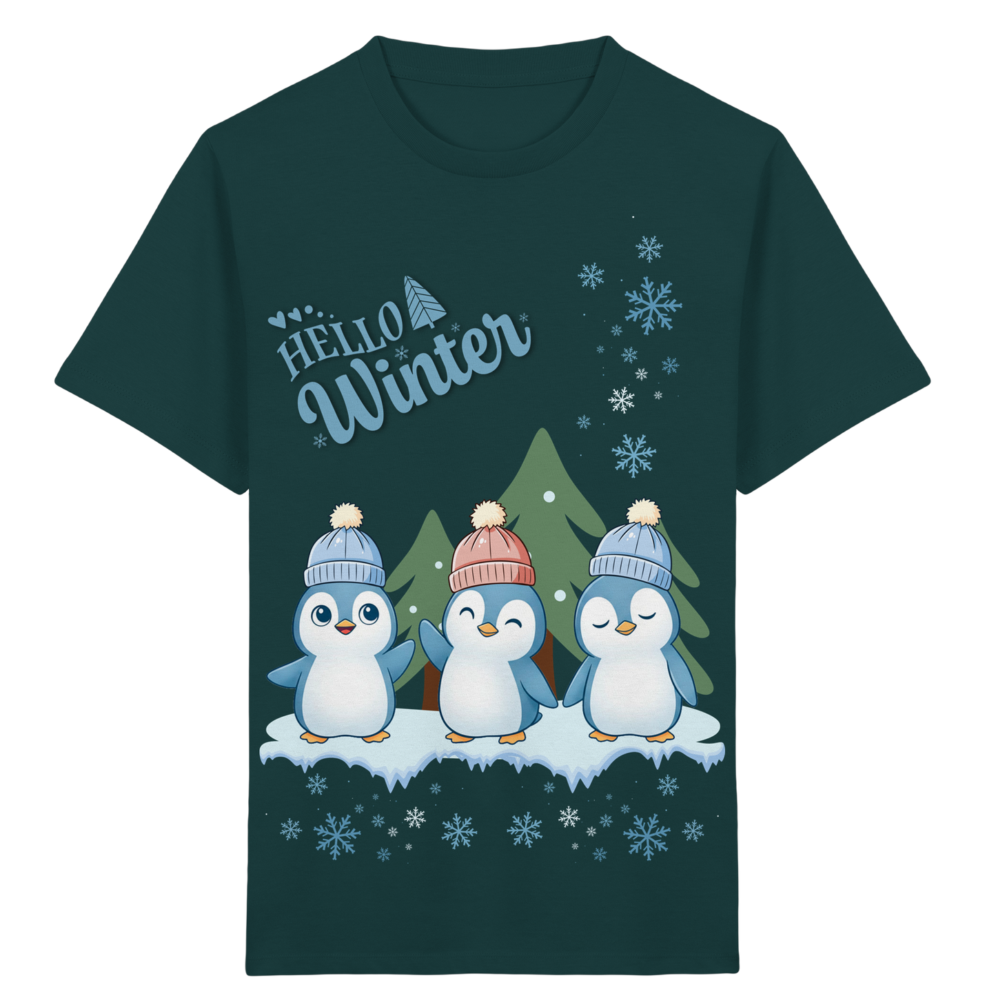 Hello Winter – Kinder Organic Shirt mit Pinguinen