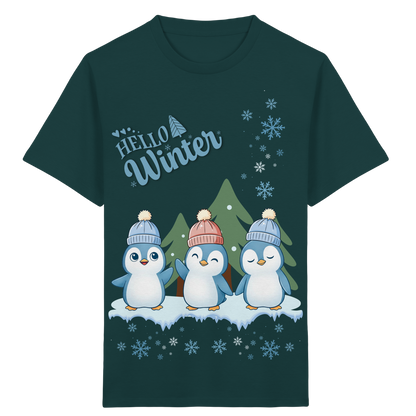Hello Winter – Kinder Organic Shirt mit Pinguinen