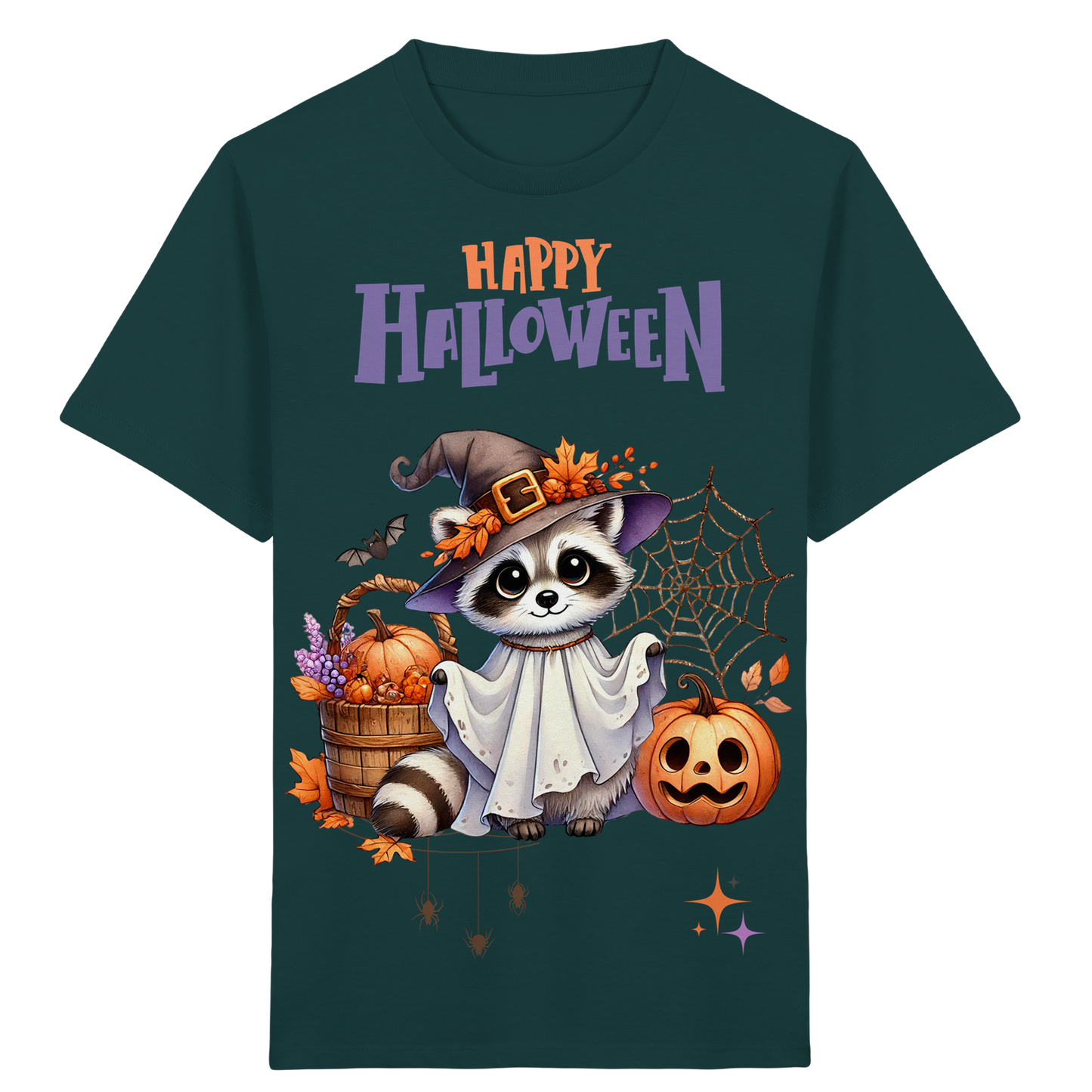 Kids Organic Shirt Halloween Waschbär – Süßes Kinder T-Shirt mit Herbstmotiv aus Bio Baumwolle