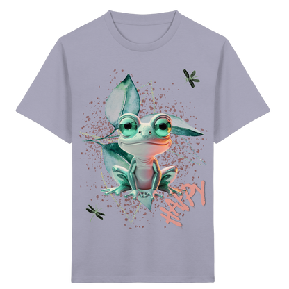 Kinder Bio T-Shirt mit süßem Froschmotiv – Fröhliches Tier Shirt aus Bio-Baumwolle - Kids Organic Shirt