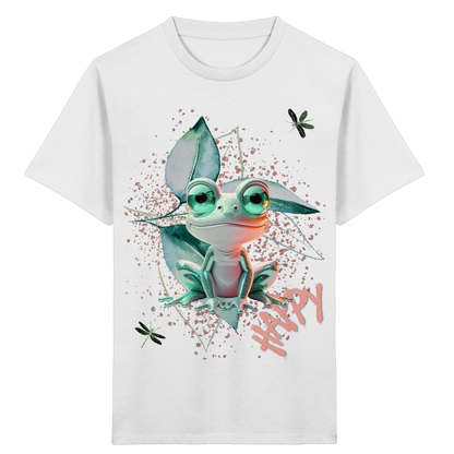 Kinder Bio T-Shirt mit süßem Froschmotiv – Fröhliches Tier Shirt aus Bio-Baumwolle - Kids Organic Shirt