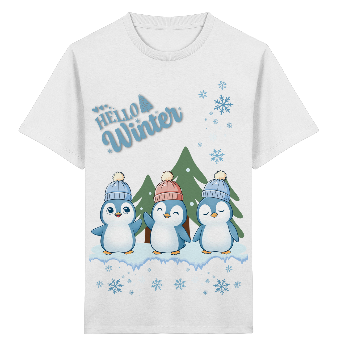 Hello Winter – Kinder Organic Shirt mit Pinguinen