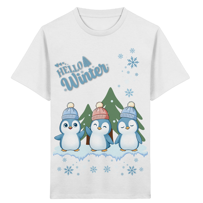 Hello Winter – Kinder Organic Shirt mit Pinguinen