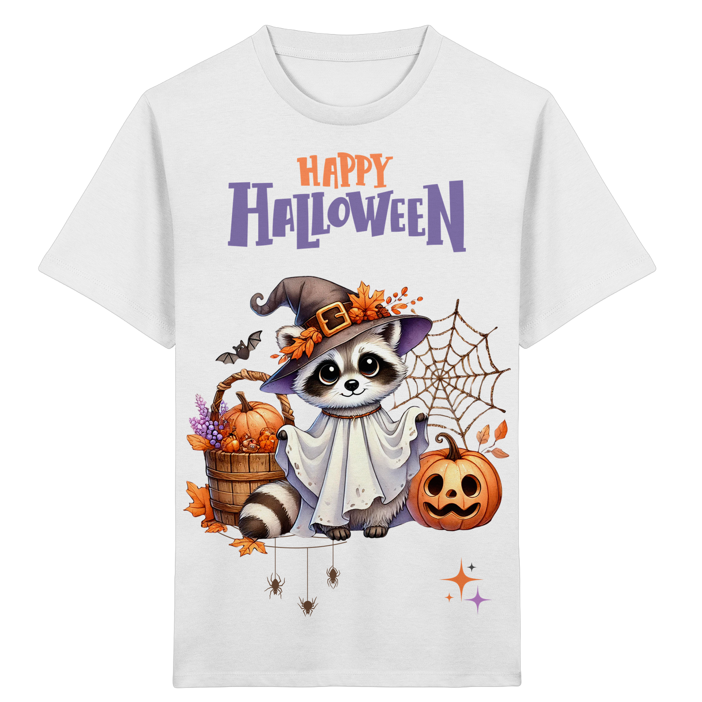 Kids Organic Shirt Halloween Waschbär – Süßes Kinder T-Shirt mit Herbstmotiv aus Bio Baumwolle