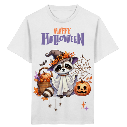 Kids Organic Shirt Halloween Waschbär – Süßes Kinder T-Shirt mit Herbstmotiv aus Bio Baumwolle