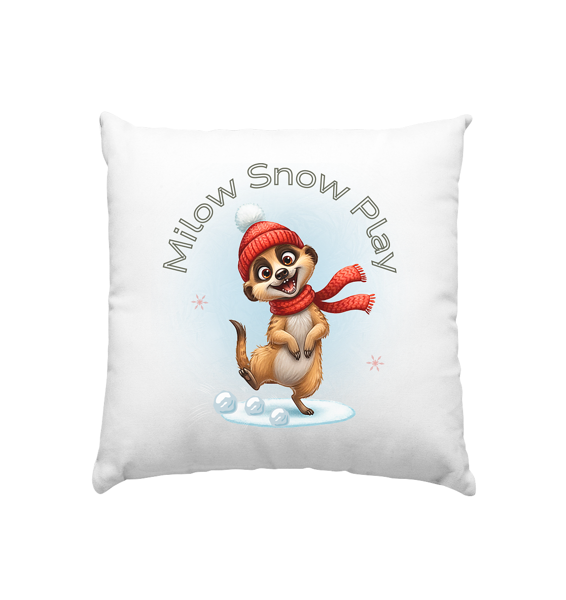 Milow Snow Play – Kuschelkissen 40×40 cm für Kinder mit liebevollem Wintermotiv