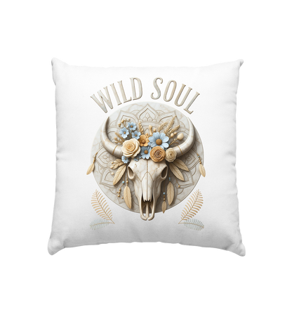 Wild Soul Boho Kissen 40x40cm mit floralem Bull Skull