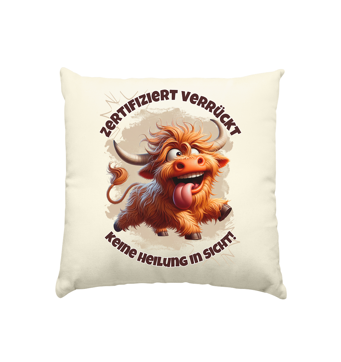 Hochwertiger Kissenbezug Größe: 40 x 40 cm, Naturfarben, Geschenkidee für Humorliebhaber