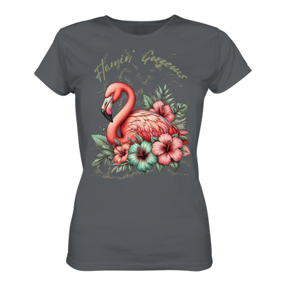 Damen Premium Shirt mit Flamingo und Hibiskus
