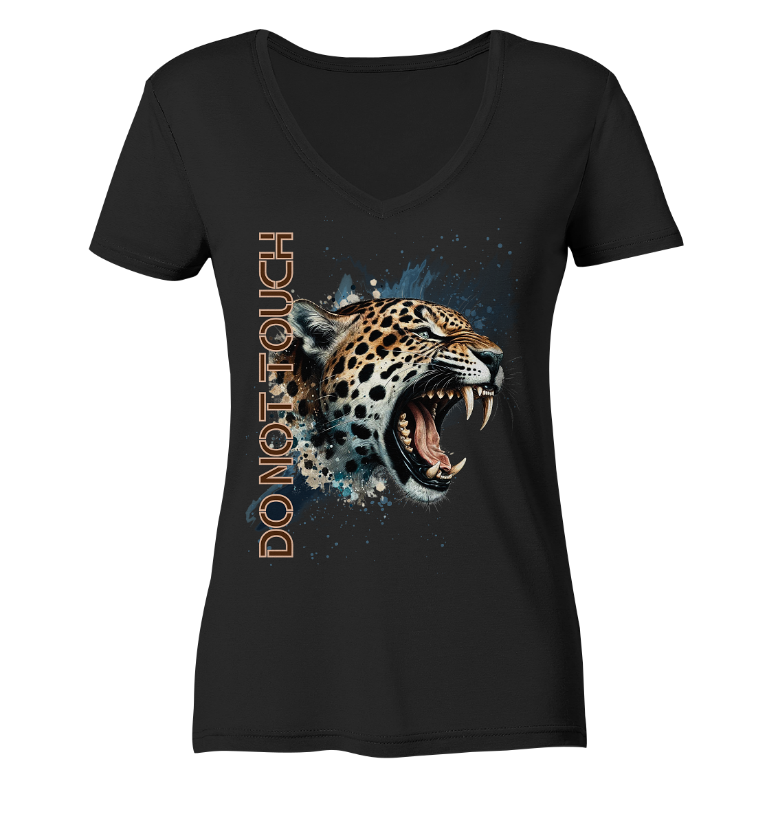 Tropical Leopard Ladies V-Neck Shirt I Jungle Animal Print für Streetwear I Urban Boho Fashion & Wildlife Style -