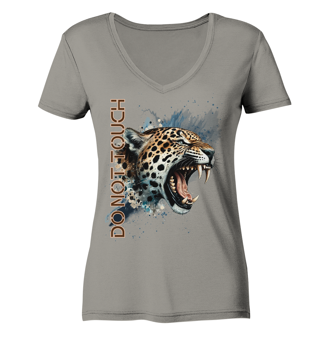 Tropical Leopard Ladies V-Neck Shirt I Jungle Animal Print für Streetwear I Urban Boho Fashion & Wildlife Style -