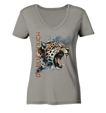 Tropical Leopard Ladies V-Neck Shirt I Jungle Animal Print für Streetwear I Urban Boho Fashion & Wildlife Style -