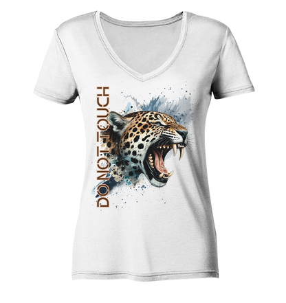 Tropical Leopard Ladies V-Neck Shirt I Jungle Animal Print für Streetwear I Urban Boho Fashion & Wildlife Style -