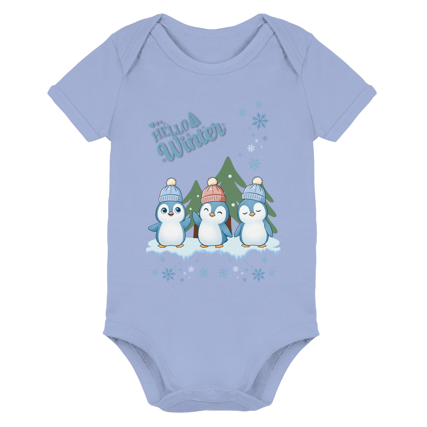 Hello Winter – Organic Baby Bodysuit mit Pinguinen