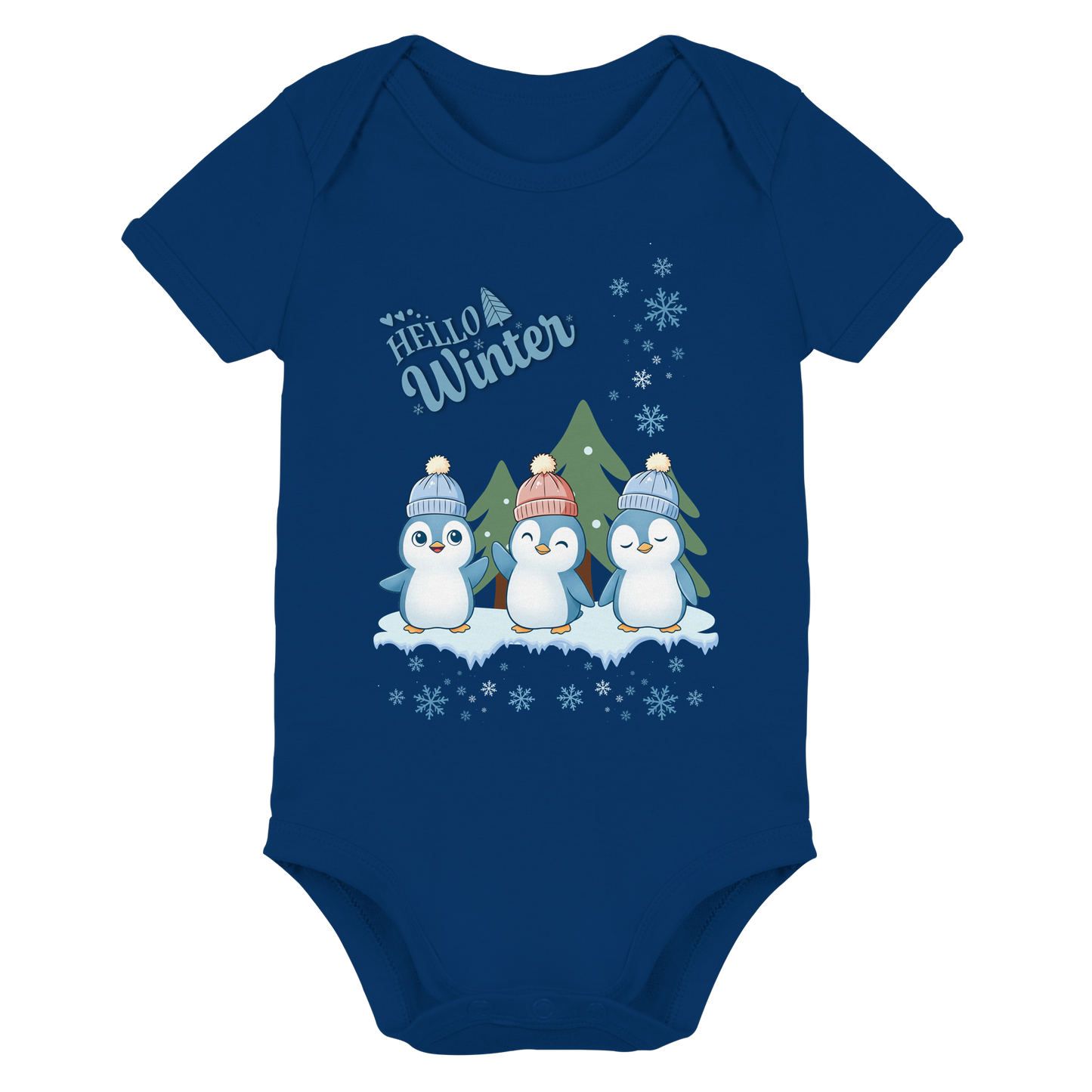Hello Winter – Organic Baby Bodysuit mit Pinguinen