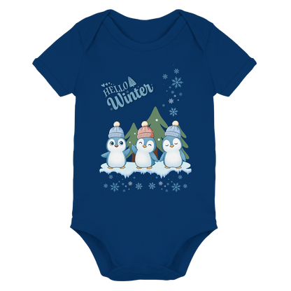 Hello Winter – Organic Baby Bodysuit mit Pinguinen